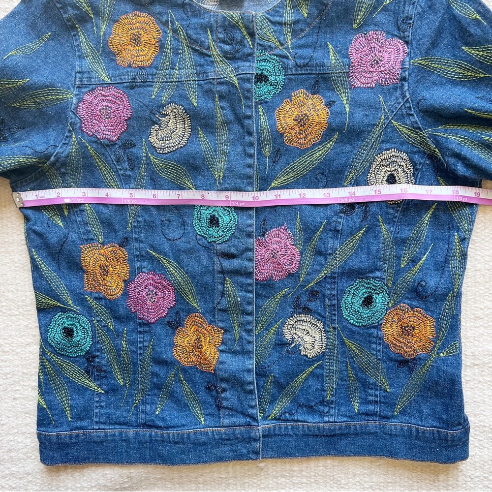 Ann Trinity | Vintage 90s Y2K Linen Blend Floral Embroidered Jacket/Shacket | M - Picture 12 of 15